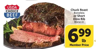 Chuck Roast Boneless Or Short Dino Rib