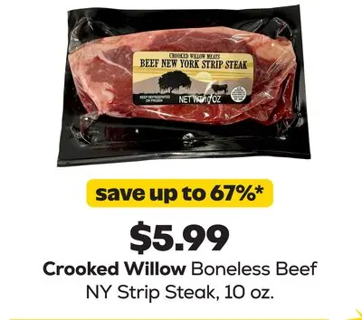 Crooked Willow Boneless Beef NY Strip Steak