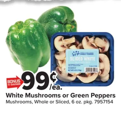 White Mushrooms or Green Peppers