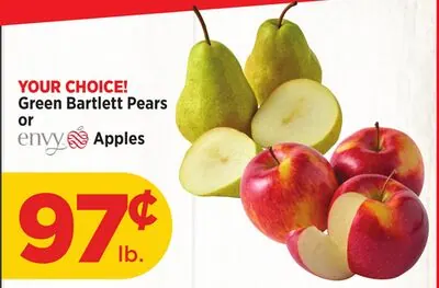 Green Bartlett Pears or envy Apples