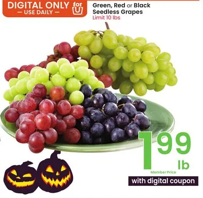 Green, Red or Black Seedless Grapes