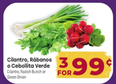 Cilantro, Rábanos o Cebollita Verde