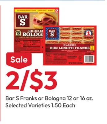 Bar S Franks or Bologna