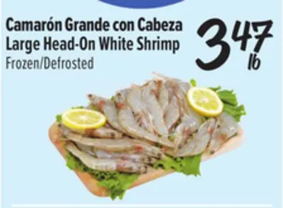 Camarón Grande con Cabeza / Large Head-On White Shrimp