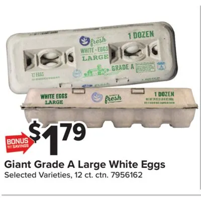 Giant Grade A Large White Eggs