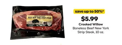 Crooked Willow Boneless Beef New York Strip Steak