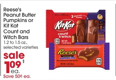 Reese's Peanut Butter Pumpkins or Kit Kat Count and Witch Bars