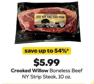 Crooked Willow Boneless Beef NY Strip Steak