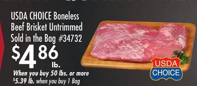 USDA CHOICE Boneless Beef Brisket Untrimmed