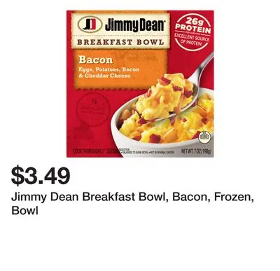 Jimmy Dean Breakfast Bowl, Bacon, Frozen, Bowl