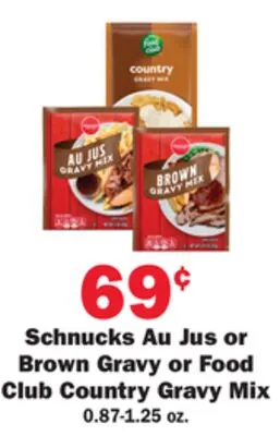 Schnucks Au Jus or Brown Gravy or Food Club Country Gravy Mix