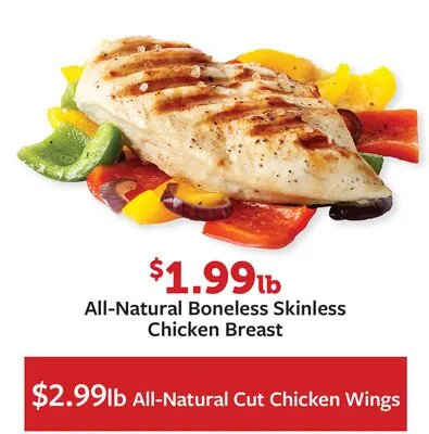 All-Natural Boneless Skinless Chicken Breast, All-Natural Cut Chicken Wings
