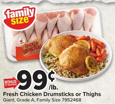 Fresh Chicken Drumsticks or Thighs