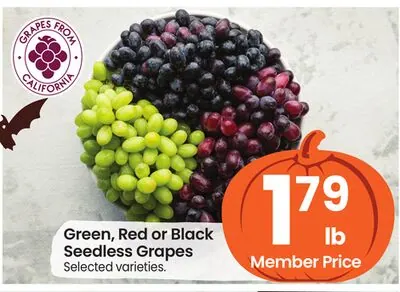 Green, Red or Black Seedless Grapes