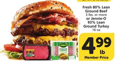 Fresh 80% Lean Ground Beef 3 lbs. or more or Jennie-O 93% Lean Ground Turkey 16 oz