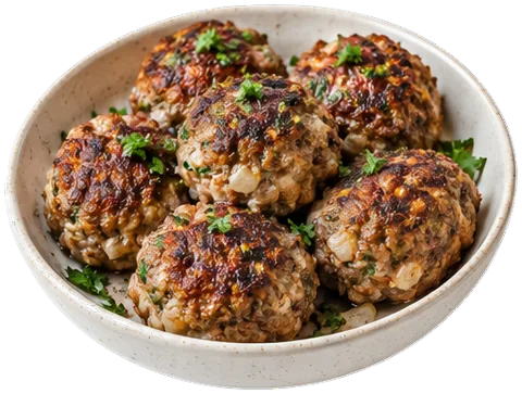 Albanian Fried Meatballs with its ingredients