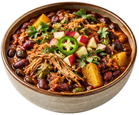 Apple Ale Pulled Pork Chili with its ingredients