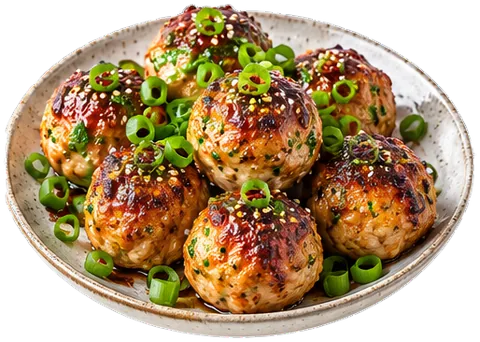 Asian Chicken Meatballs with its ingredients