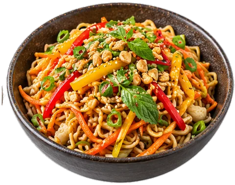 Asian Noodle Salad with its ingredients
