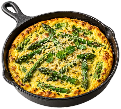 Asparagus Frittata with eggs with its ingredients