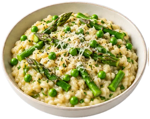 Asparagus Pea Risotto with its ingredients
