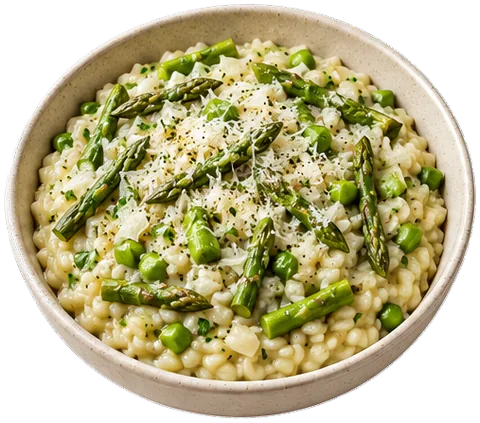 Asparagus Risotto with its ingredients
