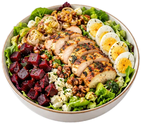 Autumn Harvest Cobb Salad with its ingredients