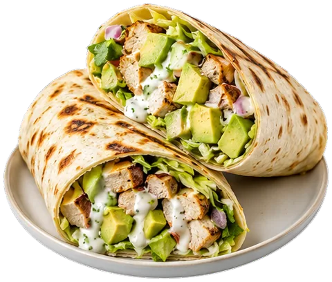 Avocado Ranch Chicken Wrap with its ingredients