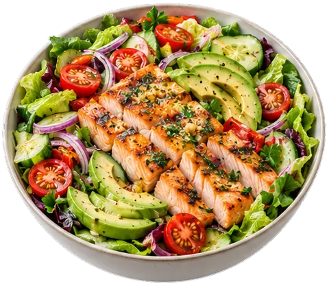 Avocado Salmon Salad with its ingredients