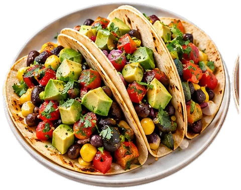 Avocado Salsa Tacos with its ingredients