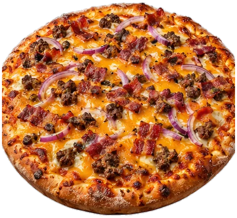 Bacon Cheeseburger Pizza with its ingredients
