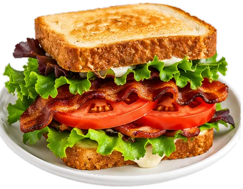 Bacon Lettuce Tomato Sandwich with its ingredients