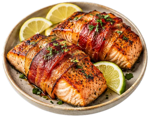 Bacon Wrapped Salmon with its ingredients
