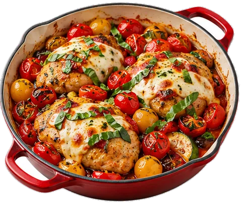 Baked Chicken Caprese with its ingredients