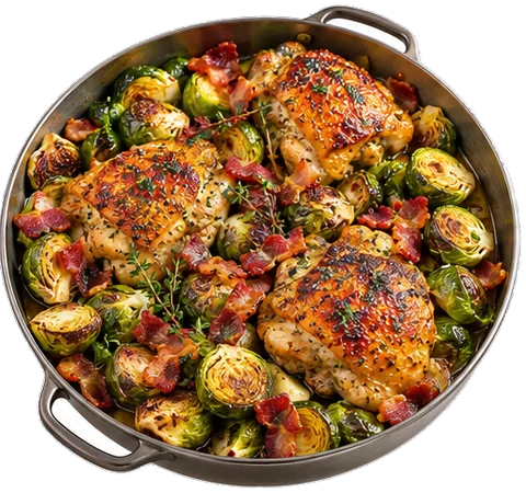 Baked Chicken with Brussels Sprouts with its ingredients