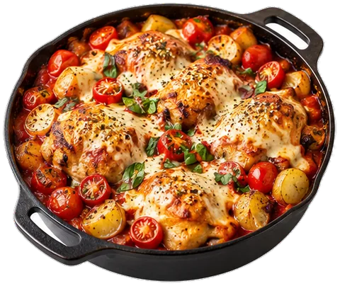 Baked Italian Chicken and Potatoes with its ingredients
