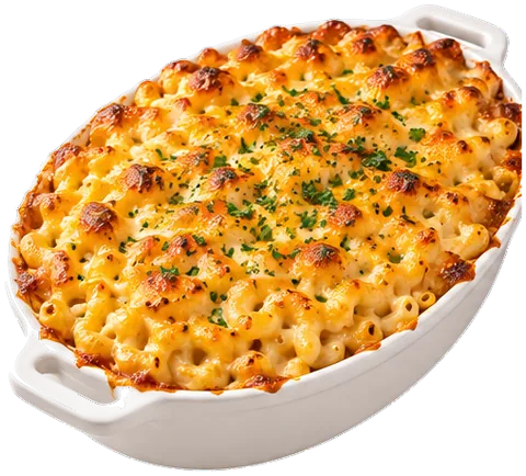 Baked Mac and Cheese Casserole with its ingredients