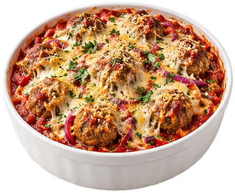 Baked Meatball Casserole with its ingredients