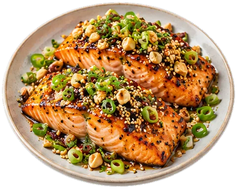 Baked Miso Salmon with its ingredients