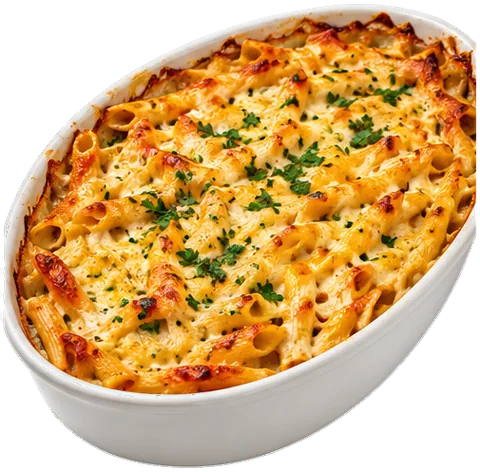 Baked Penne Casserole with its ingredients