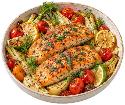 Baked Salmon With Fennel with its ingredients