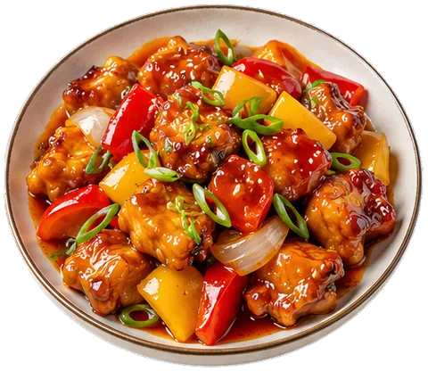 Baked Sweet and Sour Chicken with its ingredients
