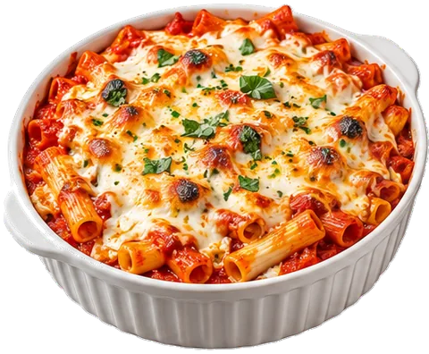 Baked Ziti (6 servings) with its ingredients