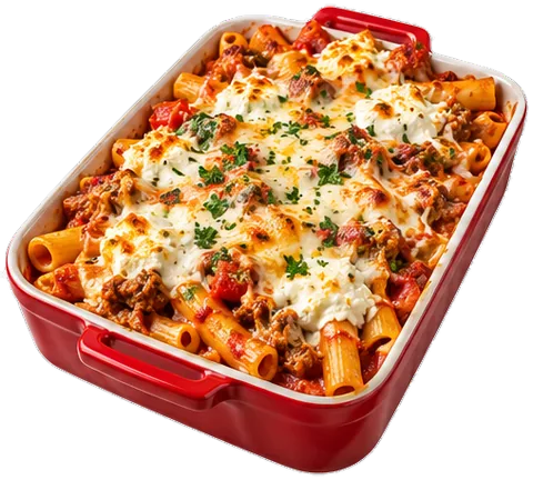 Baked Ziti with Ricotta with its ingredients