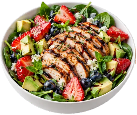 Balsamic Strawberry Chicken Salad with its ingredients