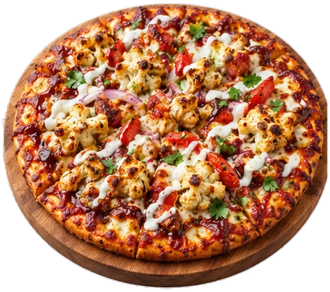 Barbecue Cauliflower Pizza with its ingredients