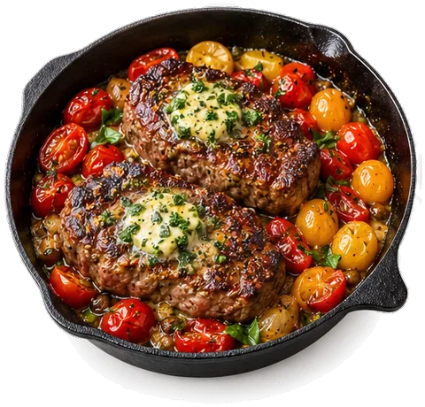 Basil Butter Steaks with its ingredients