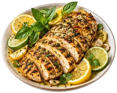 Basil Lemon Chicken with its ingredients