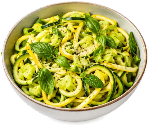 Basil Mint Squash Noodles with its ingredients