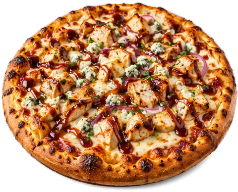 BBQ Blue Cheese Chicken Pizza with its ingredients